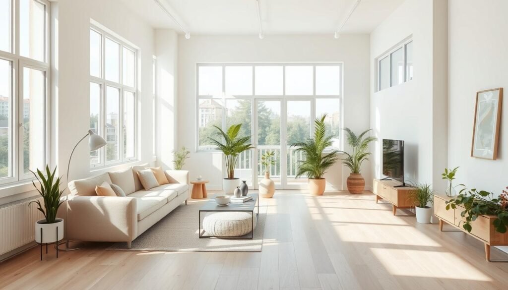 Minimalist studio living with natural light